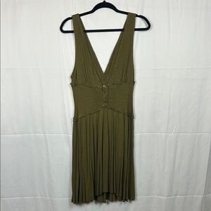 Free People Olive Midi Dress with V-Neck